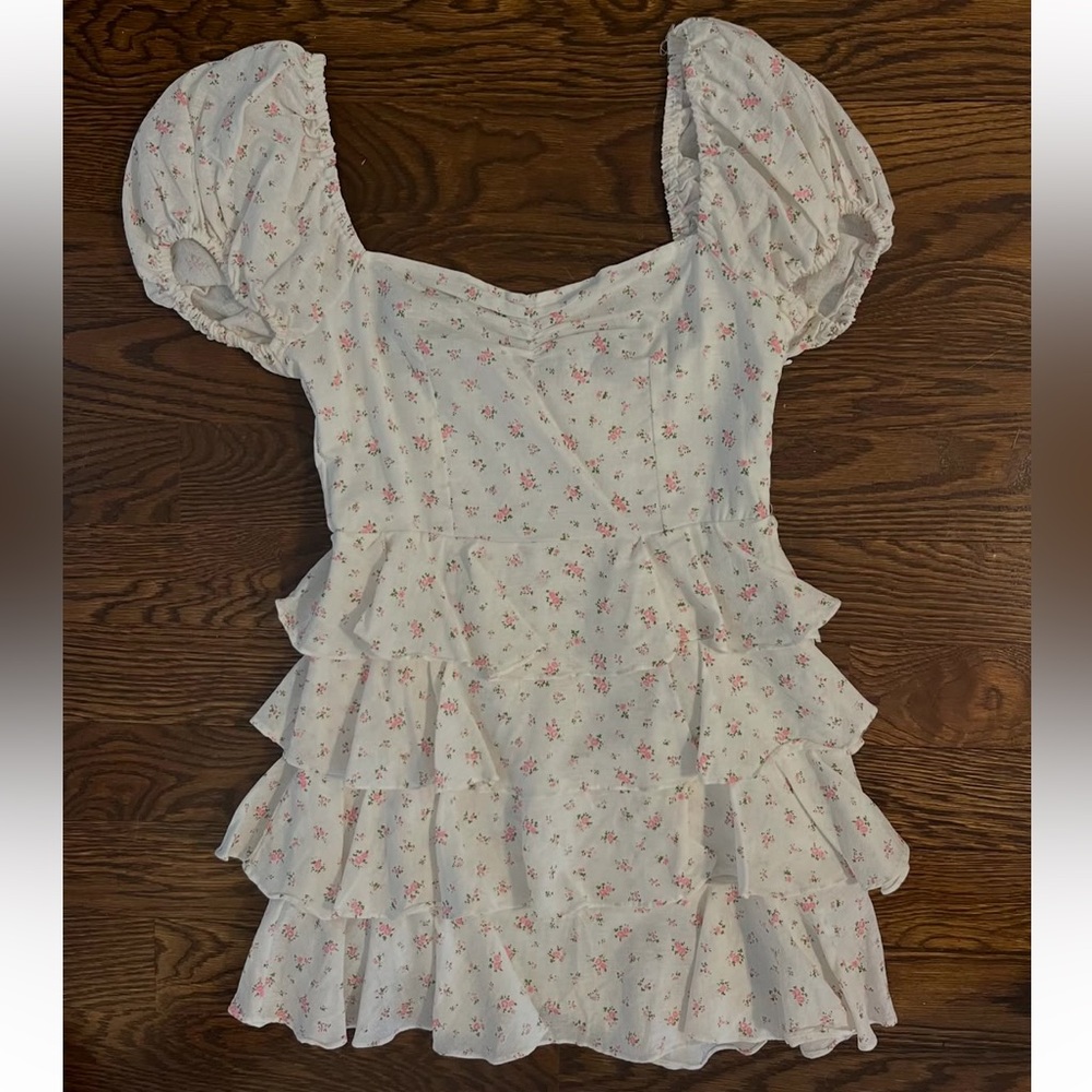 Olivaceous mini floral dress